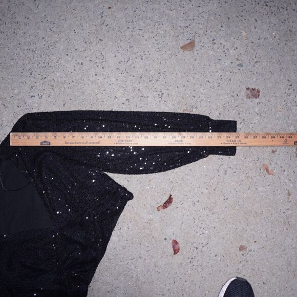 Sincerely Jules Bandier Sequin Top Black Deep V Long Sleeve Sz XL Party - Picture 11 of 13